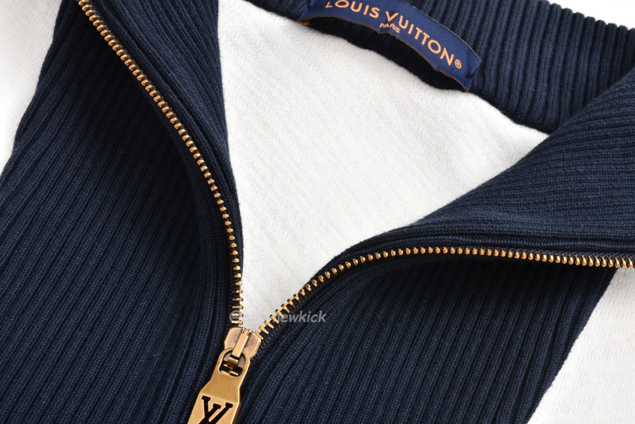 Louis Vuitton Knitted Cotton Sailor Blouson White Navy (7) - newkick.org